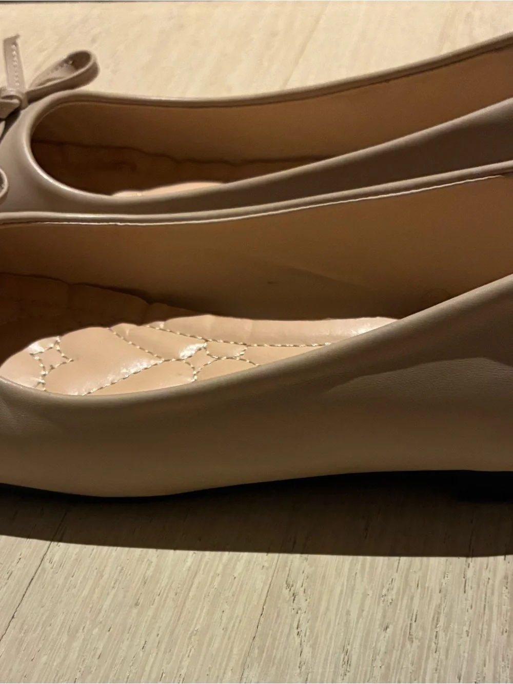 Two-Tone Nude and Black Ballet Flats with Bow